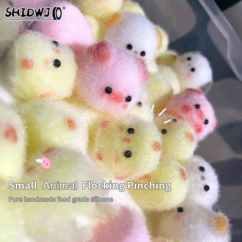 1pcs Sticky Squishy Mini Chick Pig Dog Stress Relief Toy Cute Animal Relief Squeeze Silicone Pinch Toy Keychain Bag Pendant