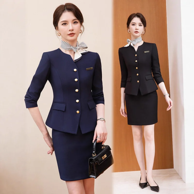 Professional Suit Set for Women Spring and Autumn New Style Jewelry Store Beauty Salon Hotel Front Desk Manager Blazer Workwear