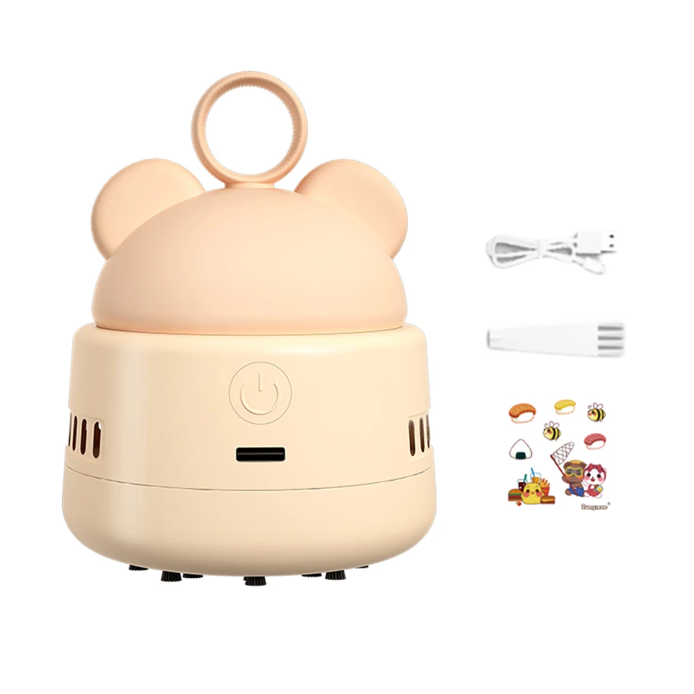 Mini Desktop Vacuum Cleaner Cute Cordless Table Dust Sweeper Cartoon Vacuum USB Rechargeable Battery Operated for Cleaning Dust