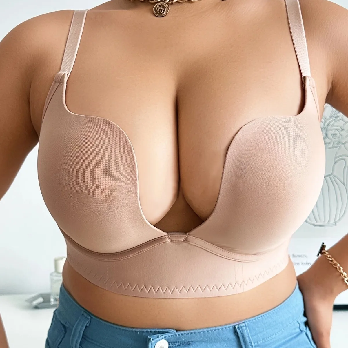 Sujetador cómodo con aros para mujer, talla grande, previene la flacidez del pecho lateral, 85 90 95 100 105 C D E F