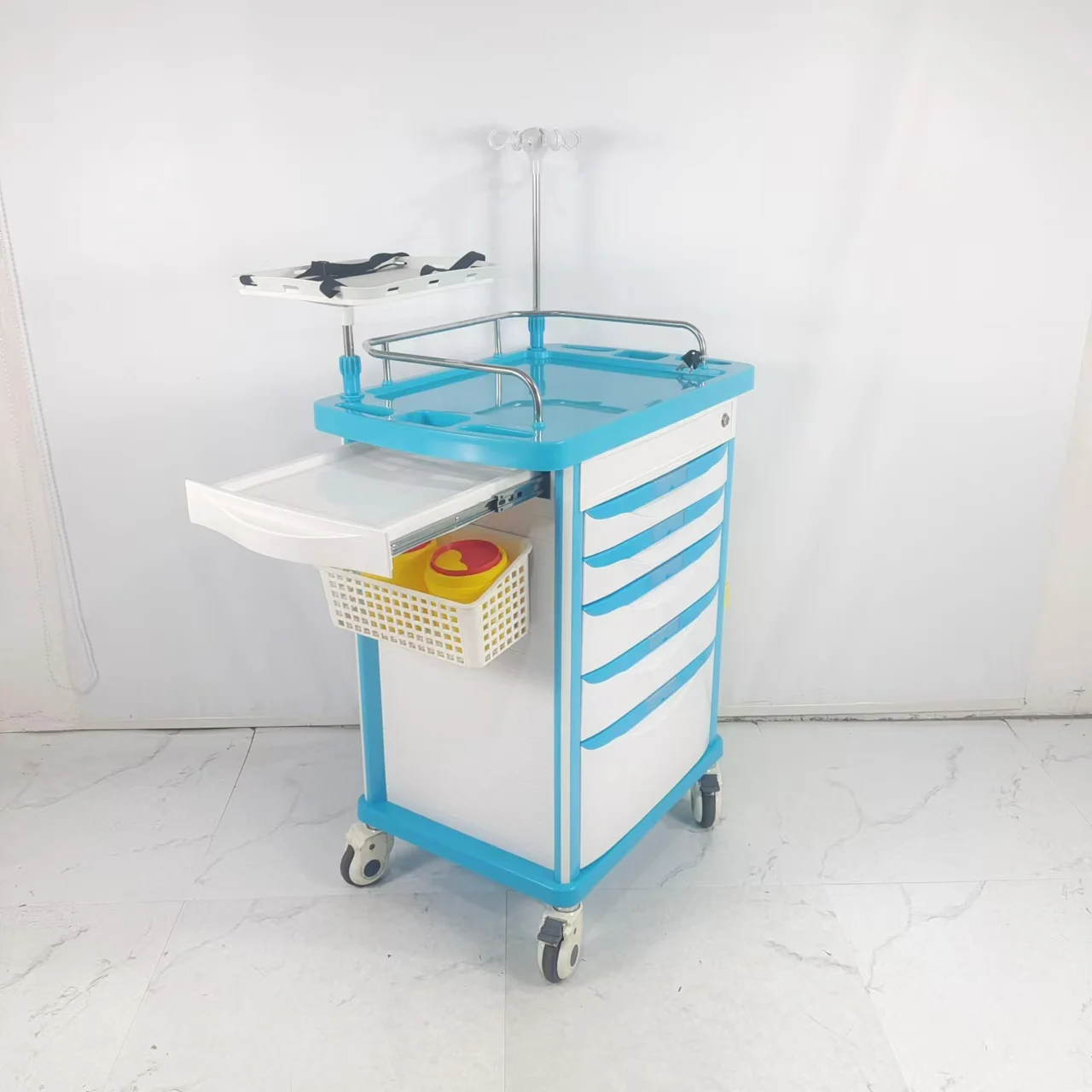 Modern Steel Hospital Furniture Anesthesia Trolley ABS Medical Crash Cart for Clinics and Ambulance