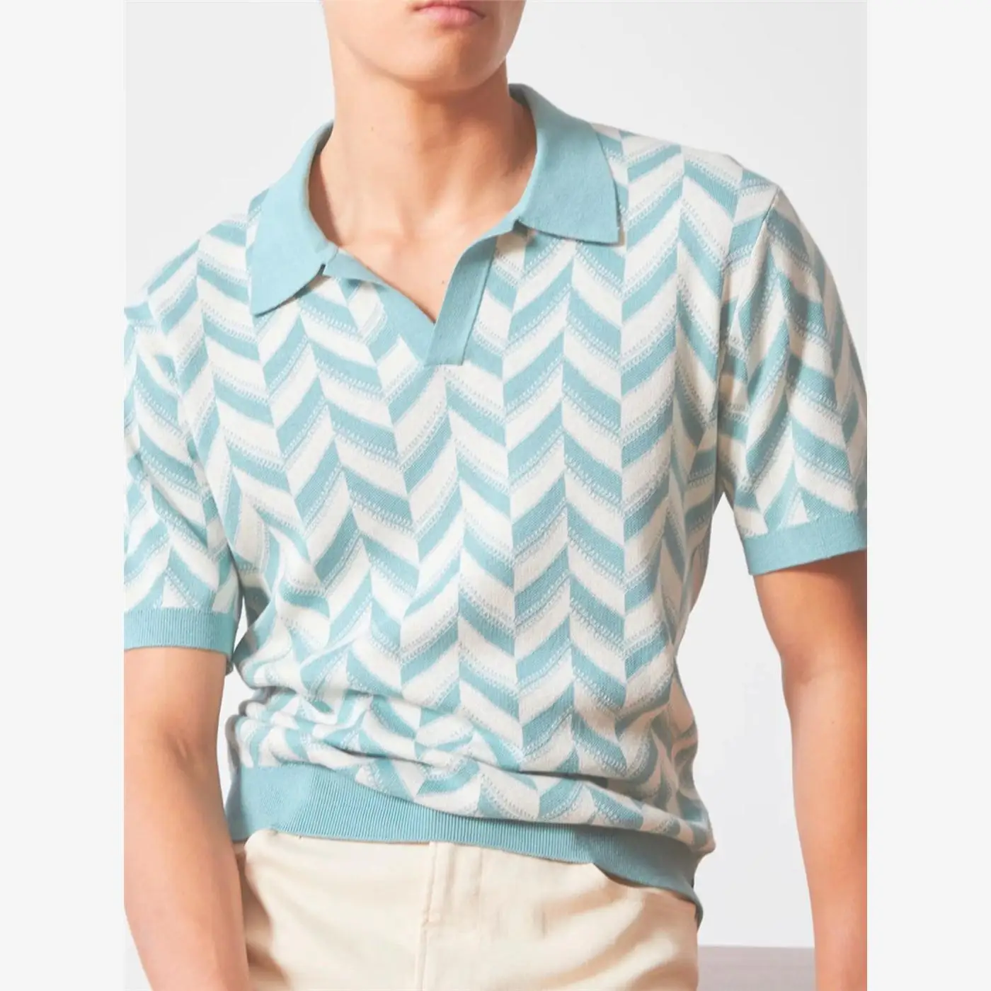 

Летняя мужская повседневная трикотажная футболка 2024 с вышитым воротником, свободного кроя, модная базовая модель больших размеров