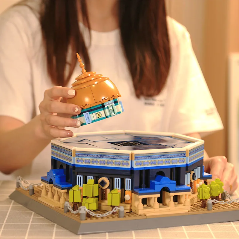 983PCS Dome Rock Mosque Building Blocks World City Building Model World Famous Architecture  Assemble Toys For Boys Adult Gifts