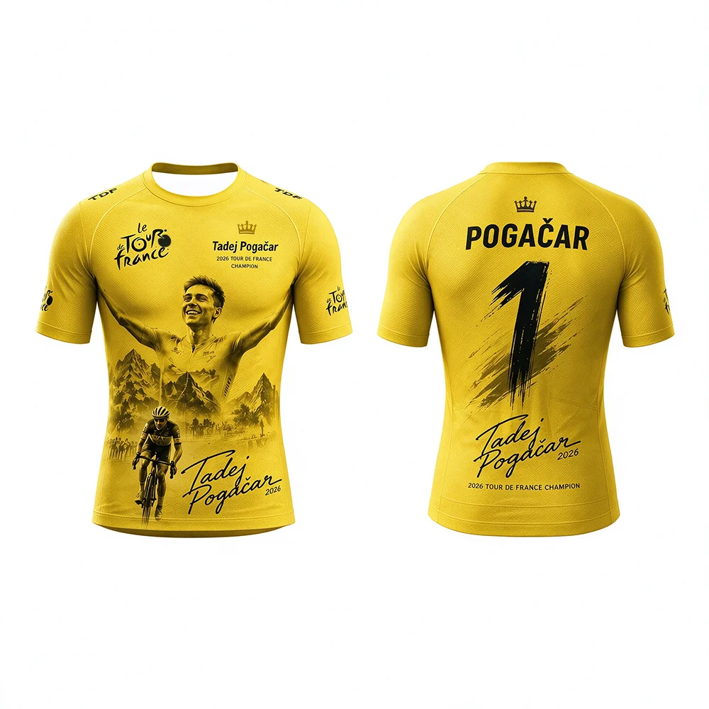 2026 Tour De France Champion Gedenk-T-Shirt Pogacar Evenepoel Del Toro Bedrucktes Kurzarm-T-Shirt Geschenk für Fahrradliebhaber – Detail 3