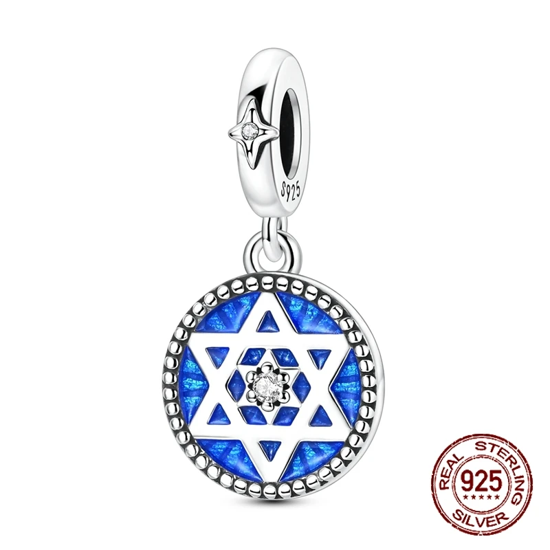 925 Sterling Silver Celestial Hexagram Star of David Pendant Jewish Charm Fit Original Charm Bracelets Women DIY Jewelry Gift