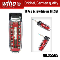 Wiha 17 Pcs Screwdrivers Bit Set Mixed 1/4 Box as Handle & T-Handle Crocodile Mouth Bit Set NO.35565