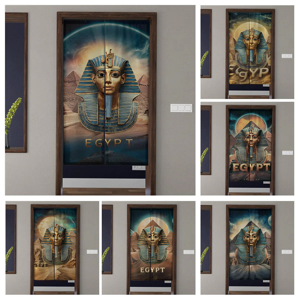 

Дверная занавеска для комнаты, подвеска для защиты конфиденциальности, украшение для кухни в японском стиле, домашнее многоразмерное украшение из Египта, Фараона