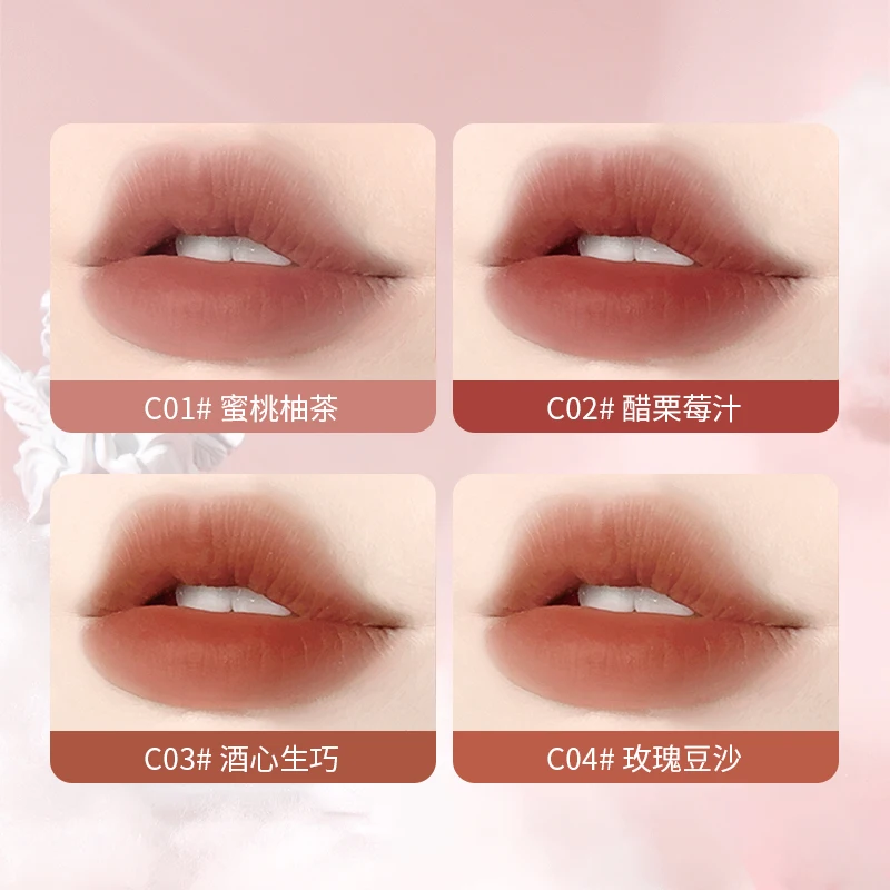 Soft Mist Matte Lip Gloss Moisturizing Long-lasting Velvet Smooth Lip Glaze Sexy Red Lip Tint Makeup Lip Matte Lipstick Cosmetic