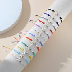 12pcs Multi-color Bracelets Set Starfish Charms Beads Bracelet Adjustable Rope Bracelet Jewelry for Girls
