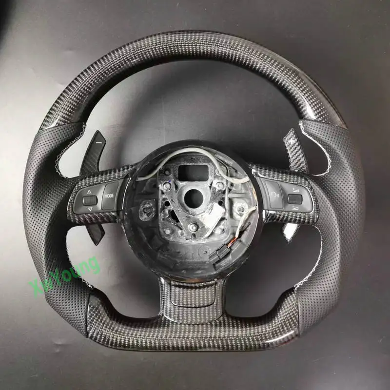 For Audi TT R8 A38P 2008-2012 Customized 100% Real Carbon Fiber Leather Car Steering Wheel