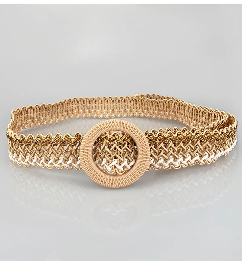 Богемный широкий ремень, винтажный женский плетеный соломенный пояс, летние круглые сетчатые пряжки, дикие плетеные ремни для женщин, Лидер продаж