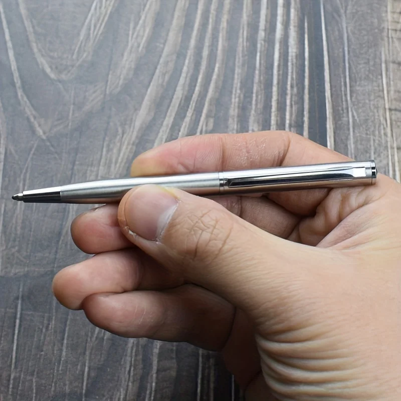Pocket Stainless Steel Ballpoint Pen 0.7mm Black Blue Ink Refill Portable Mini Metal Ballpen Stationery Office School Supplies