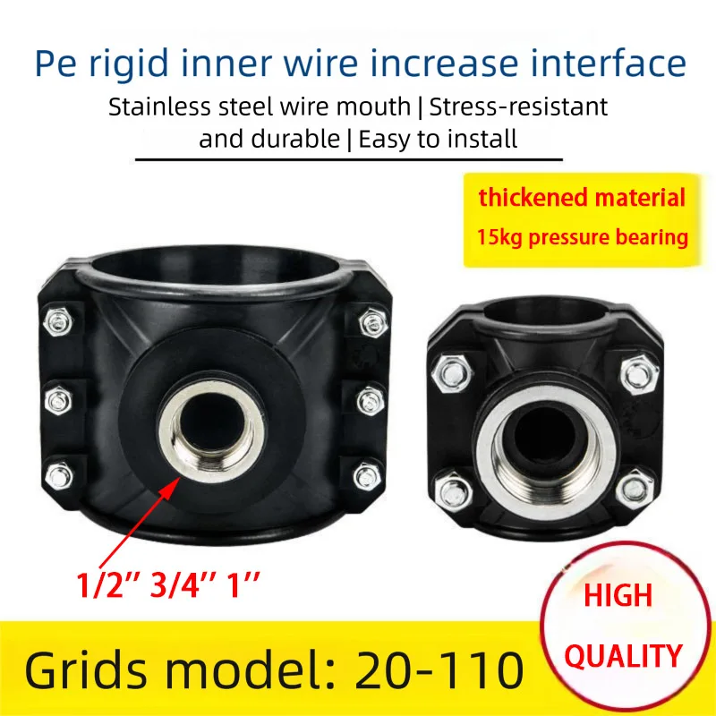 25-110mm PE-Rohr-Sattelklemme mit Edelstahl-Gewinde 1/2'' 3/4'' 1'' Wasserrohr-Schnellreparaturanschluss HDPE-Rohrverbinder