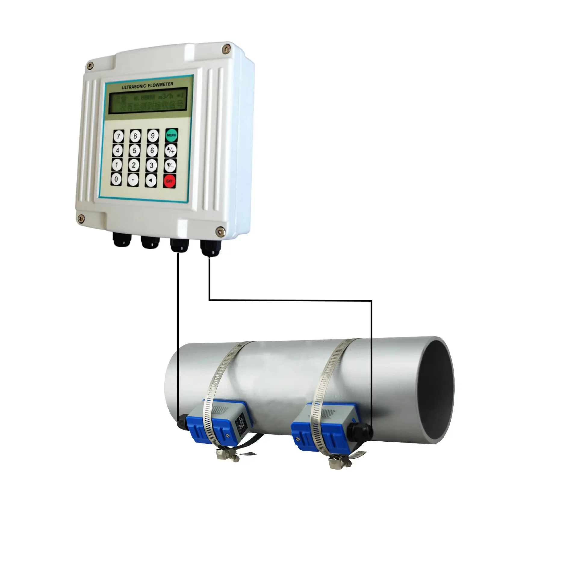 Ultrasonic flowmeter external clamp-on handheld split portable external wall-mounted liquid hydrothermal meter