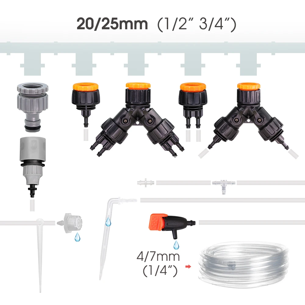 1/4 \'\'ogród dom zraszacz złącze Adapter rury złącze wody 4/7mm Barb Tee równy Dripper kran wspólne przezroczysty biały