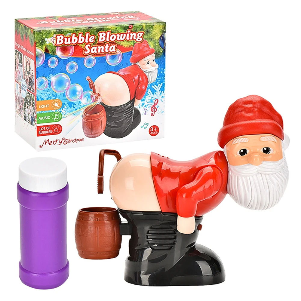 Christmas Santa Claus Bubble Blower with Music & Light Gnomes Farting Bubble  Novelty Xmas Gift for Boys Girls