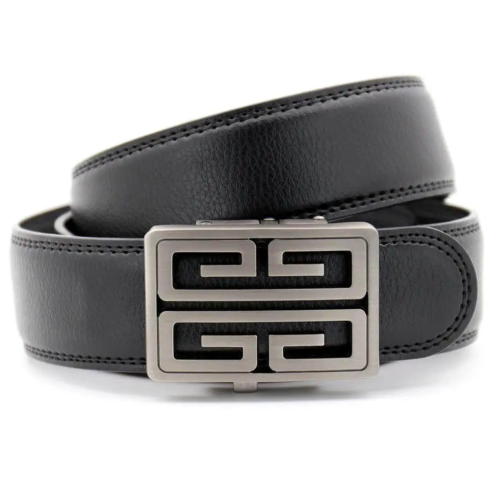 Mens Automatic Buckle Belt 100% Genuine Cow Leather Business Casual Strap Belt