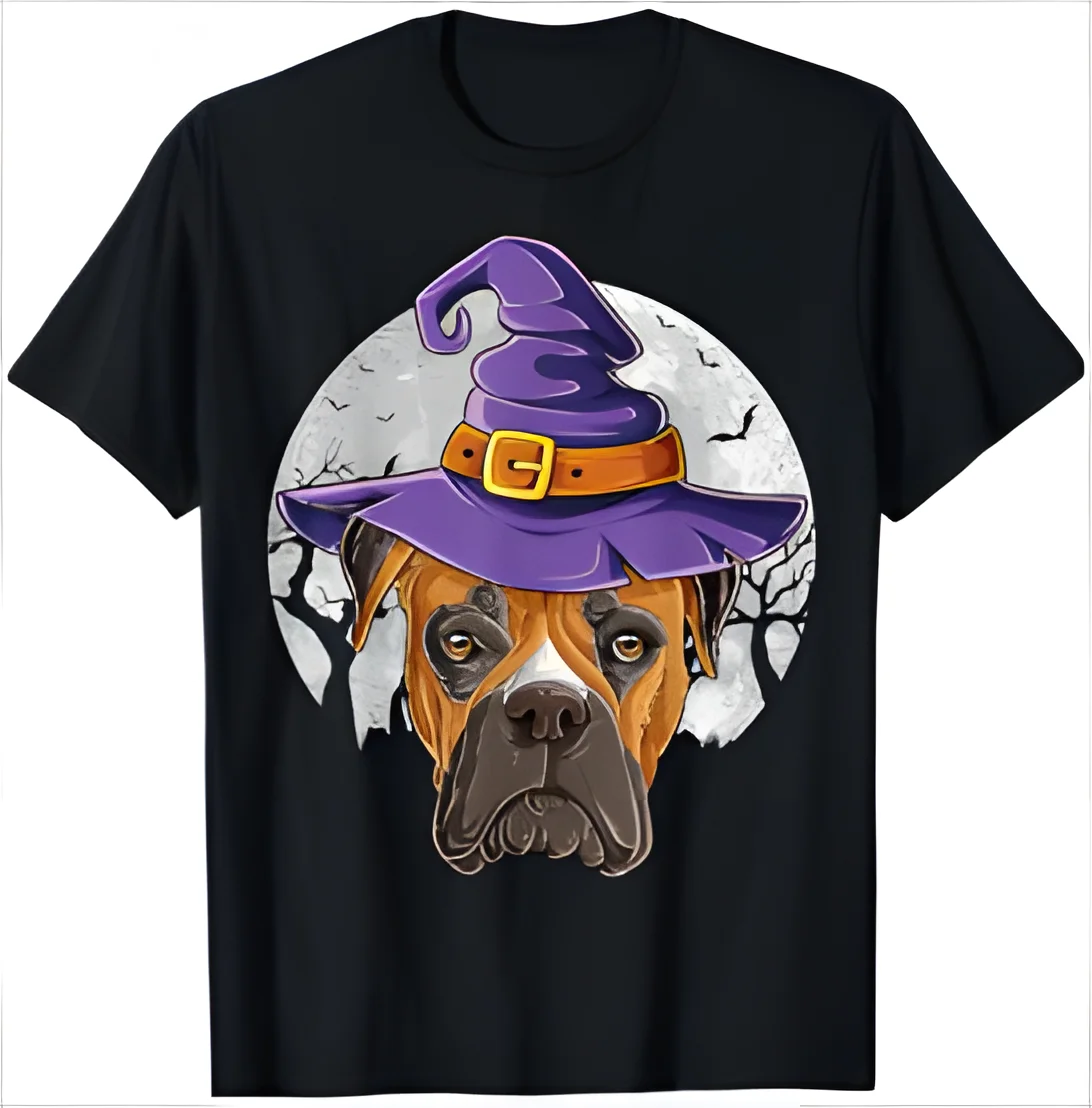 Boxer witch hat funny Halloween gift dog T-shirt