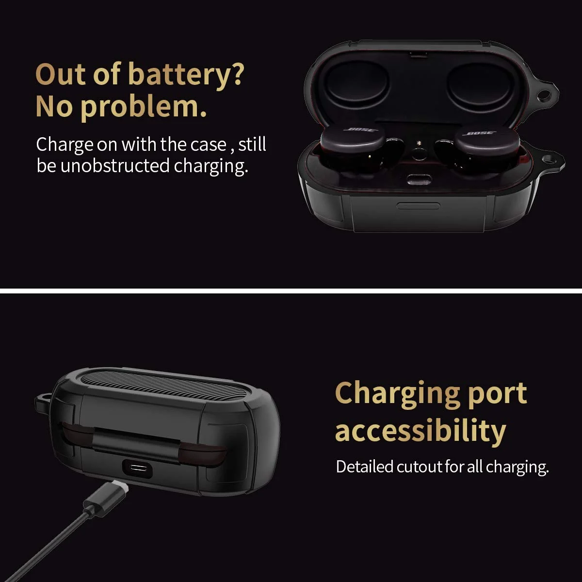 Funda protectora de silicona para auriculares Bose, funda frontal LED Visible, diseñada para auriculares deportivos inalámbricos con llavero