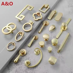 Handles Drawer Cabinet Furniture Kitchen Handles for Cabinet Knob Door Drawer Furniture Kitchen Golden Single Hole Rings Knob