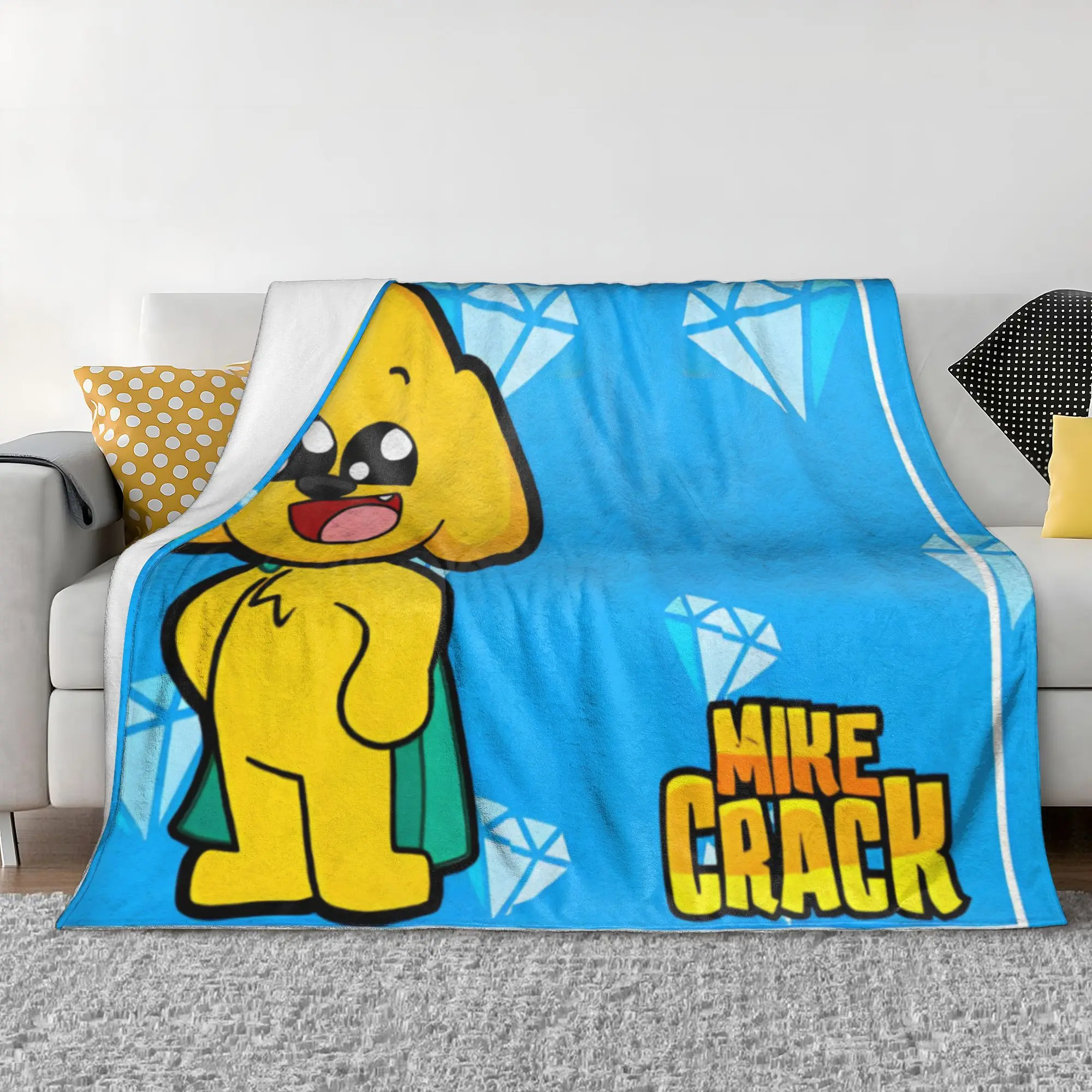 Mike-cracks Game Cartoon Dog Flannel Throw Blanket Diamond Love Blanket for Bedding Outdoor Warm Bedspread