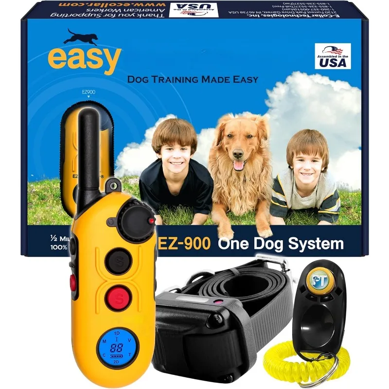 Remote Waterproof Dog Trainer - Static, Vibration and Sound Stimulation collar with PetsTEK Dog Training Clicker