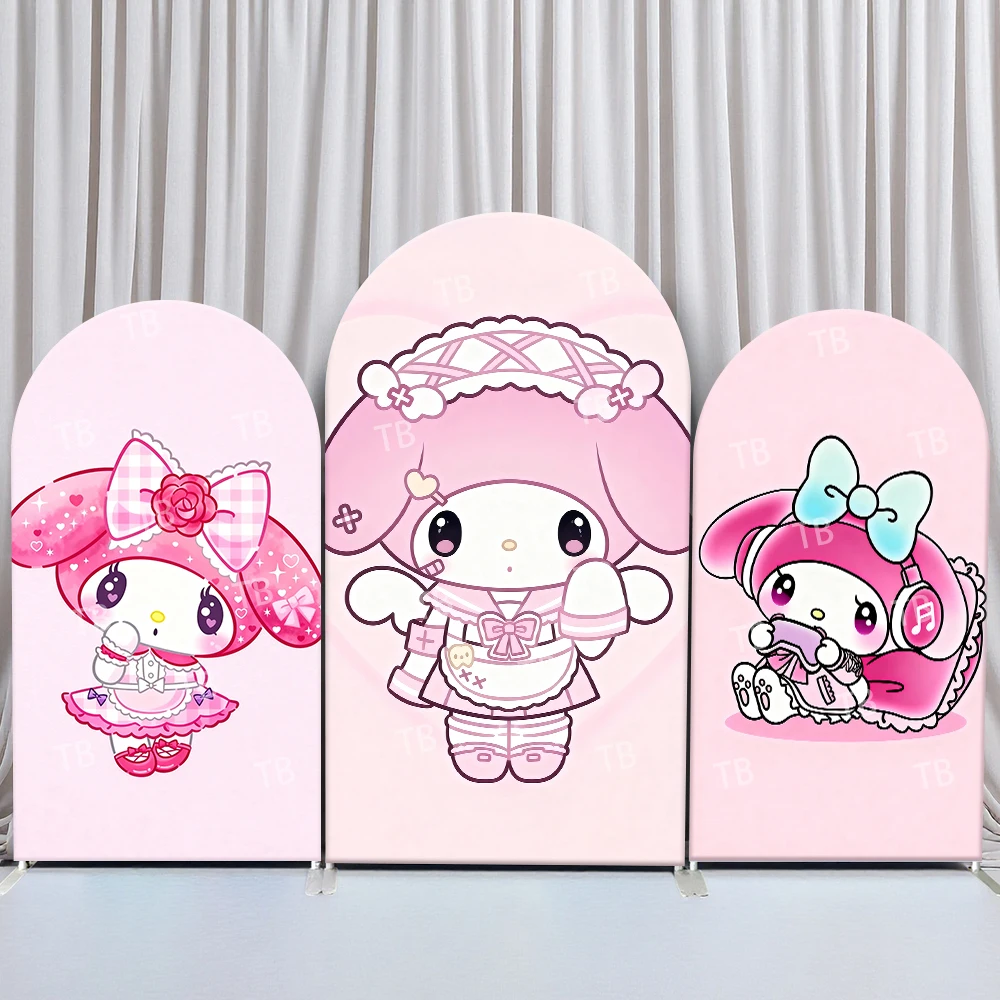 

Sanrio My Melody Pink Cute Style Arch Backdrop Cover Cheerful Festive Scene For Kids Birthday Baby Shower Photo Booth Decor
