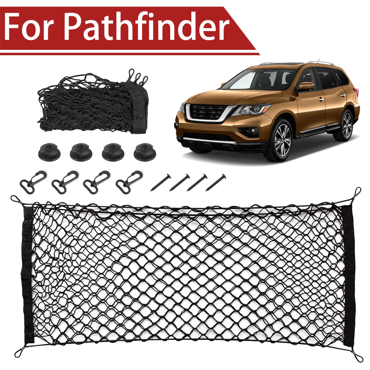 

For Nissan Pathfinder 2005-2025 Cargo Net Trunk Organizer, Elastic Mesh Storage Net Car Accessories Storage Belt Hook