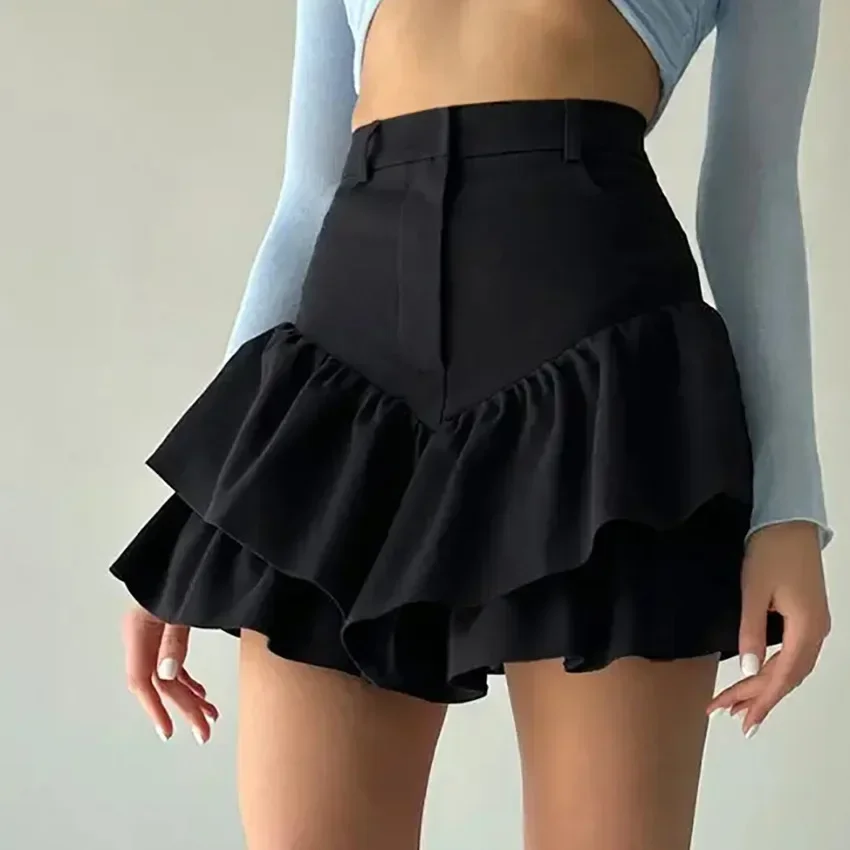 

Talenza Black High Waist Skirt Summer Fashion Pleated A-line Skirt Hot Girls Party Club Sexy Patchwork Office Lady Womens Skirt
