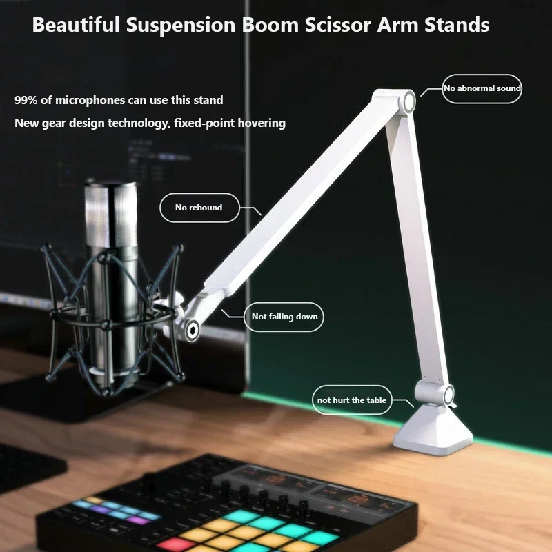 Springless Microphone Stand Desktop Mic Boom Arm Adjustable Support Clamp Adjustment Multi-angle Clip Bracket