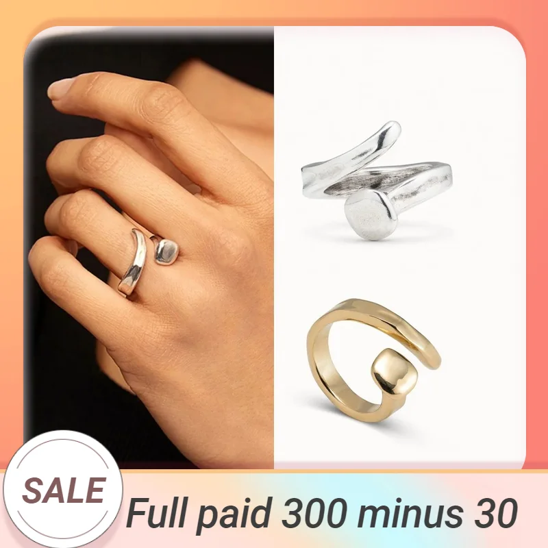 

Unode50 Fashion Gold plated smooth irregular ring Simple geometric lines Ring Ladies party Trend jewelry for couples ring gift