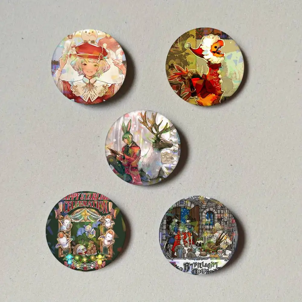 لعبة احتفال ضوء النجوم FF14 شارات دائرية شارة ليزر بروش ملحقات حقيبة الظهر #3