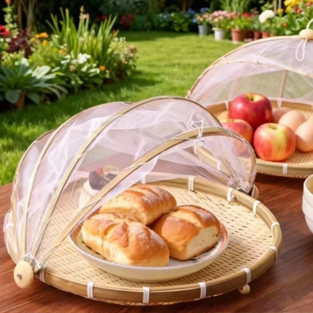 Food Container With Anti-Mosquito Net Food Cover Dust Proof Food Serving Tent Basket Picnic Mesh Net Cover Outdoor