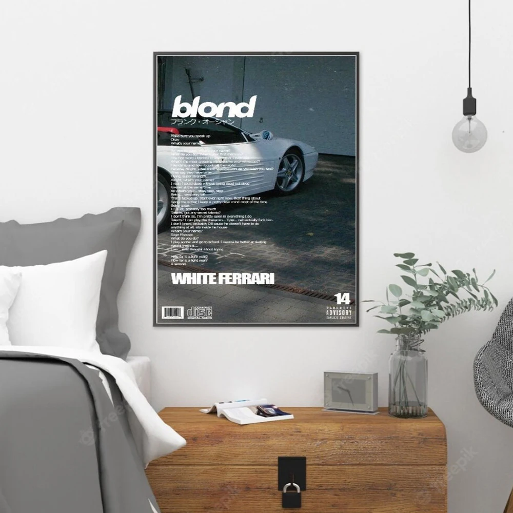 Modern Blond Frank Ocean White Ferrari Retro Music Album Wall Art Canvas Painting Posters For Living Room Home Decor