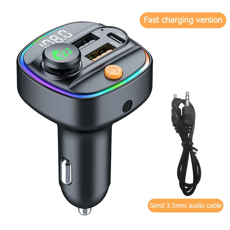 Bluetooth 5.4 Fm-zender Handsfree Auto AUX Radio Modulator MP3 Speler met 22.5W & PD30W Snel Opladen adapter Auto Accessoires