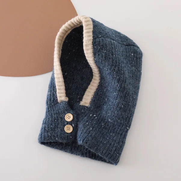 Kinder-Einteiler-Schal-Mütze, kältebeständig, warm, einfarbig, Kapuze, Strickmütze, Sturmhaube für Jungen und Mädchen im Alter von 1-5 Jahren – Detail 10
