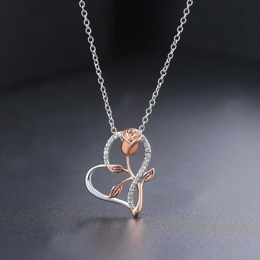 

Ins Style Simple Fashion Rose Gold Color Choker for Women Rose Flower Love Collarbone Chain Necklace Pendant Jewelry Gifts