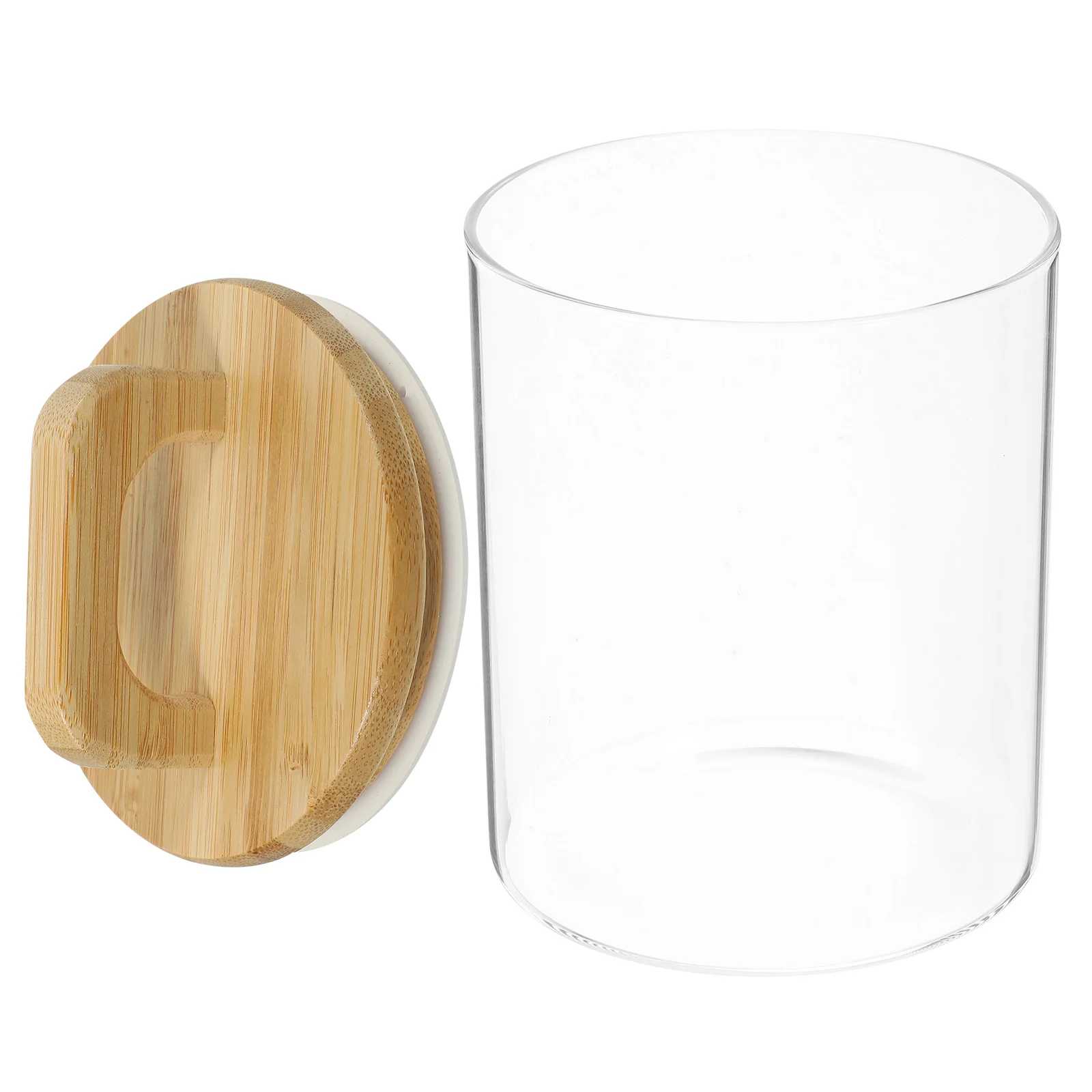 

Coffee Bean Storage Container Clear Glass Jar Airtight Glass Jar Bamboo Lid Kitchen Storage Food Container Handle