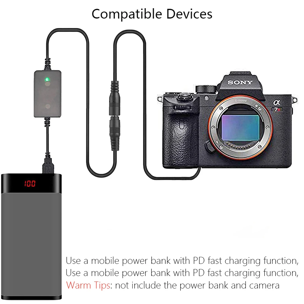 USB-C NP-FZ100 더미 배터리 어댑터 소니 알파 A6600 A7IV A7C A7III A7SIII A7RIII A7RIV A9 A9II A9R A9S A1 카메라