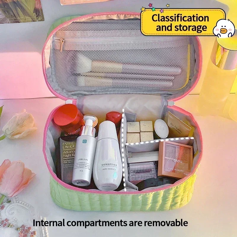 Portable Beauty Storage Cases Simple Contrast Color Square Triangle Makeup Case Storage Bag Travel Toiletry Bag Cosmetic Bag