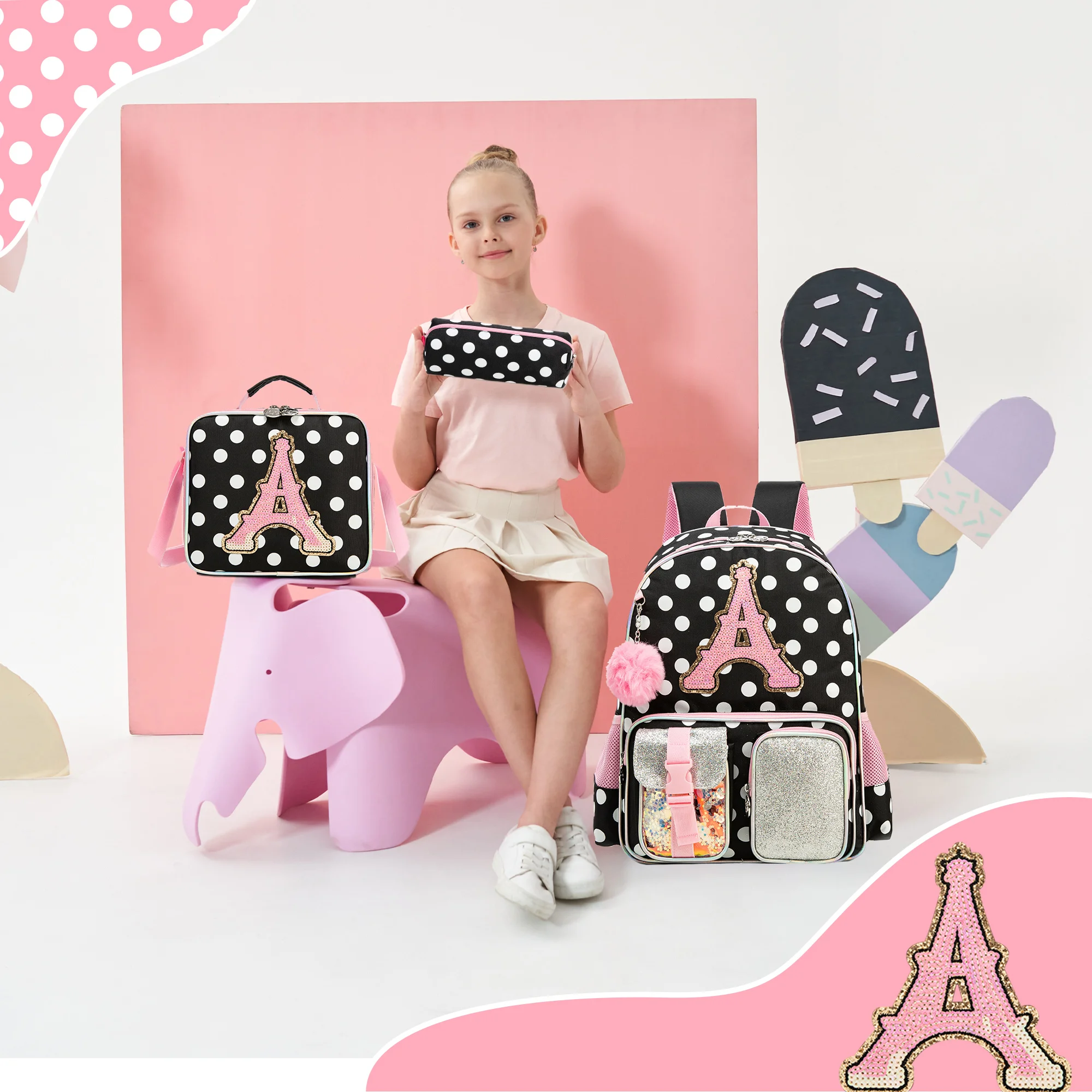 Rugzak voor meisjes Letterrugzakken voor basisschoolleerling Tienermeisjes Leuke schooltas Kinderboekentas voor kinderen van 8-10 jaar
