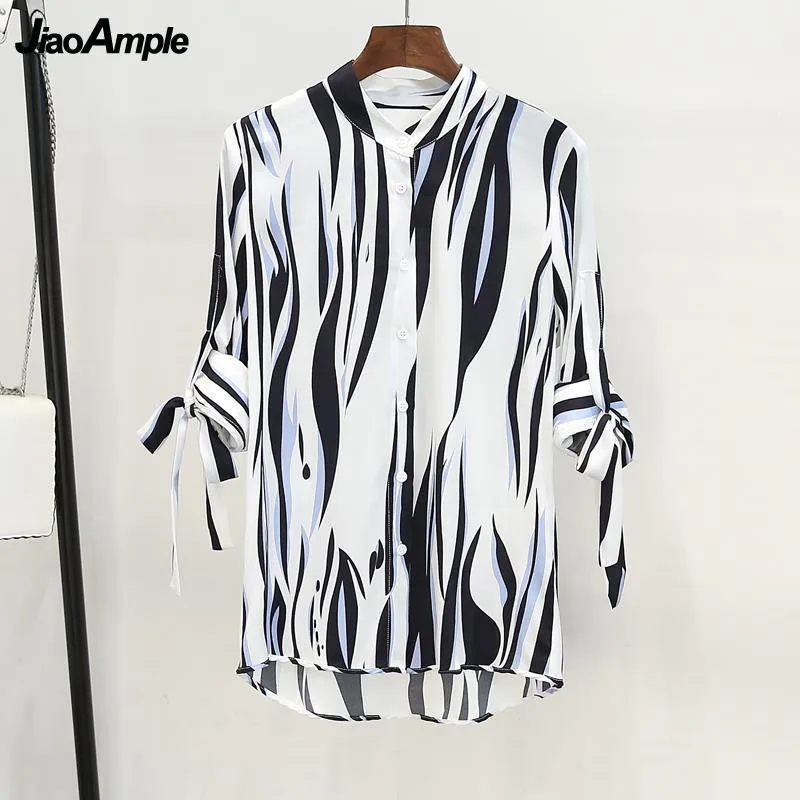 Women's Clothes 2022 Summer Casual Chiffon Shirt + Seven-point Wide Leg Pants Two-Piece Korean Elegant Striped Top Trousers Suit