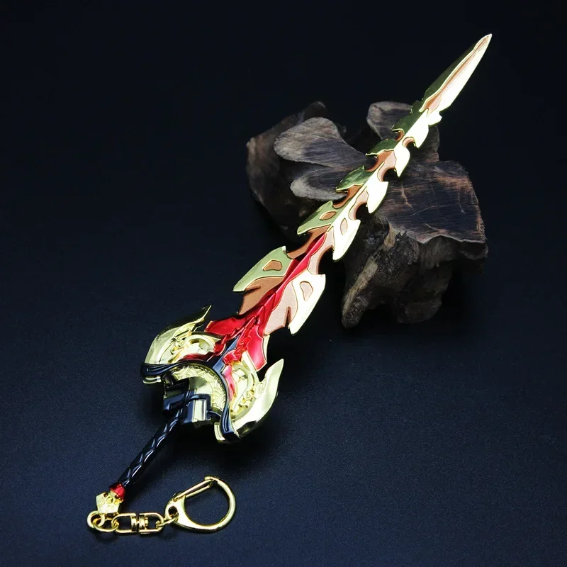 

Genshin Impact Game Surrounding Four-star Weapon 21CM Dragon Bone Sword Hand Model Key Chain Pendant Cosplay Weapons Toys