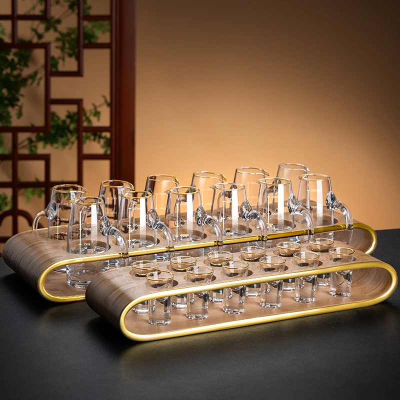 

Crystal glass small wine glass household Baijiu cup wine dispenser with graduated wine set light luxury high-end hotel hospitali