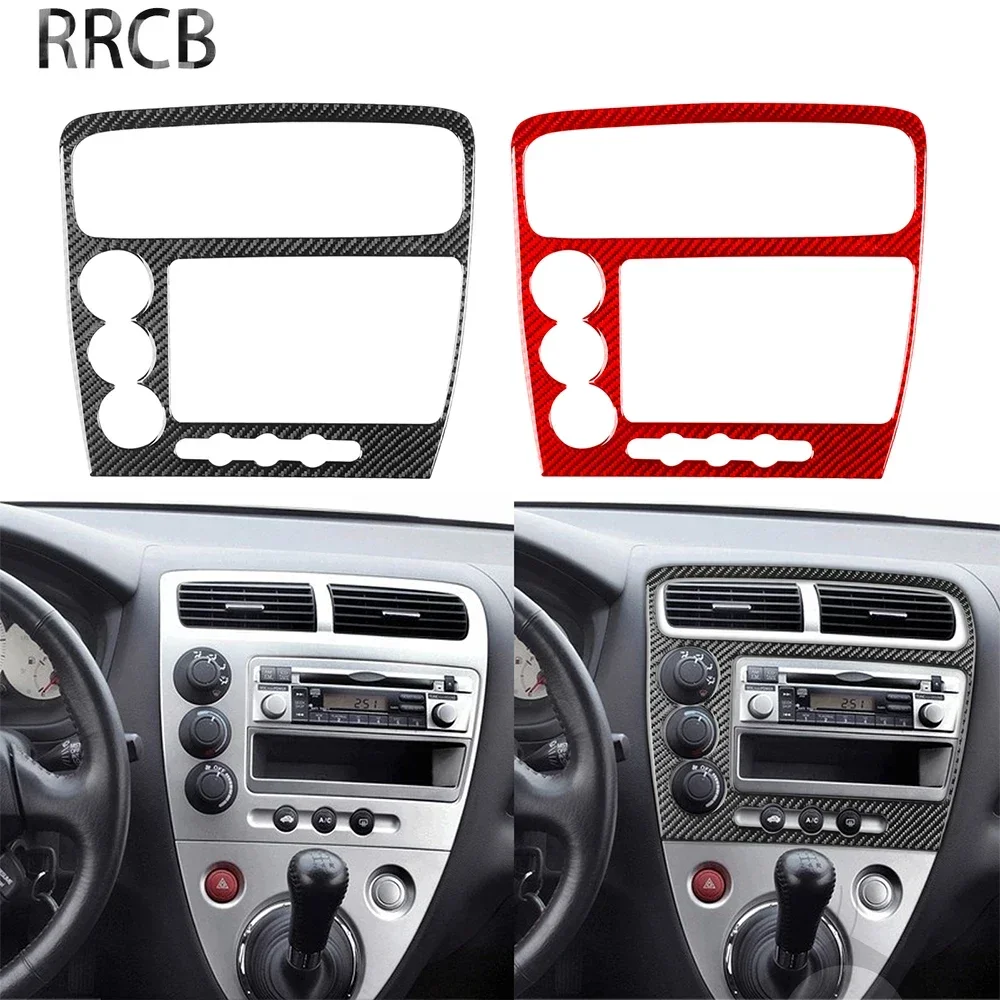 

For Honda Civic Si 2001 2002 2003 2004 2005 Center Dashboard Control Panel Real Carbon Fiber Sticker Car Interior Accessories