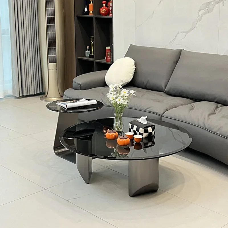 

Transparent Black Coffee Table Trau Metal Glass Floor Design Side Table Nordic Minimalist Mesa Centro Salon Furniture For Home