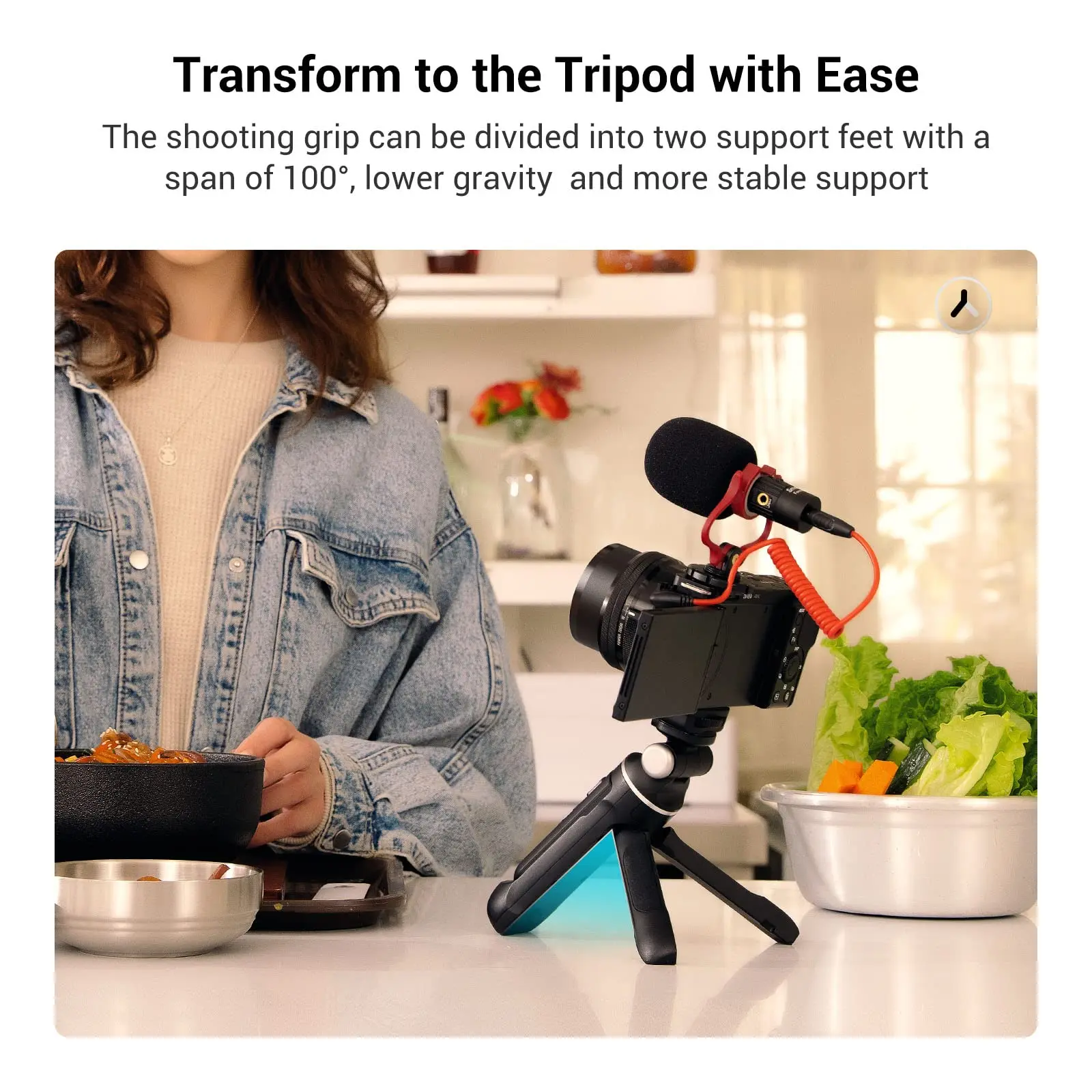 SmallRig Extendable Remote Wireless Camera Shooting Grip Vlogging Tripod Selfie Stick for Sony A 7C II Photo/Video/Zoom