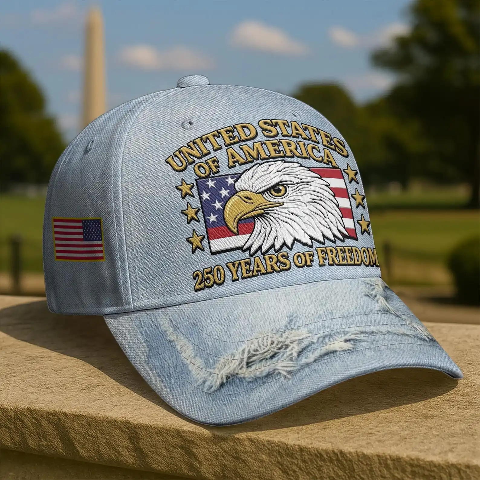America 250th Birthday Baseball Cap, Denim Pattern 4th of July Hat, 1776–2026 Cap for Men & Women, Independence Gift, Gifts Idea
