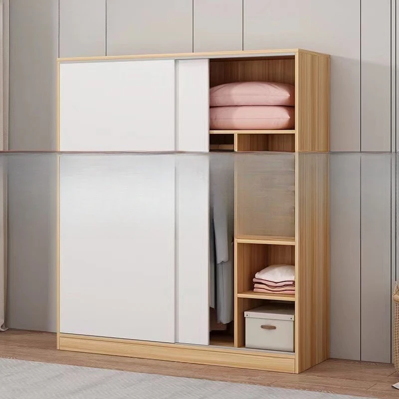 armadio, porta scorrevole per camera da letto domestica, semplice assemblaggio di armadi per stanze in affitto, piccolo appartamento in legno massello per bambini