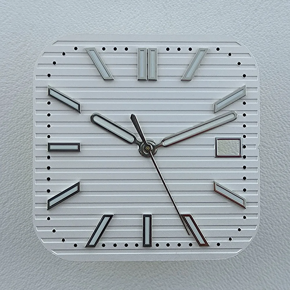 NH35 square dial Watch dial Custom logo Green Luminous men's watch dial fit N H35 movement watch accessories